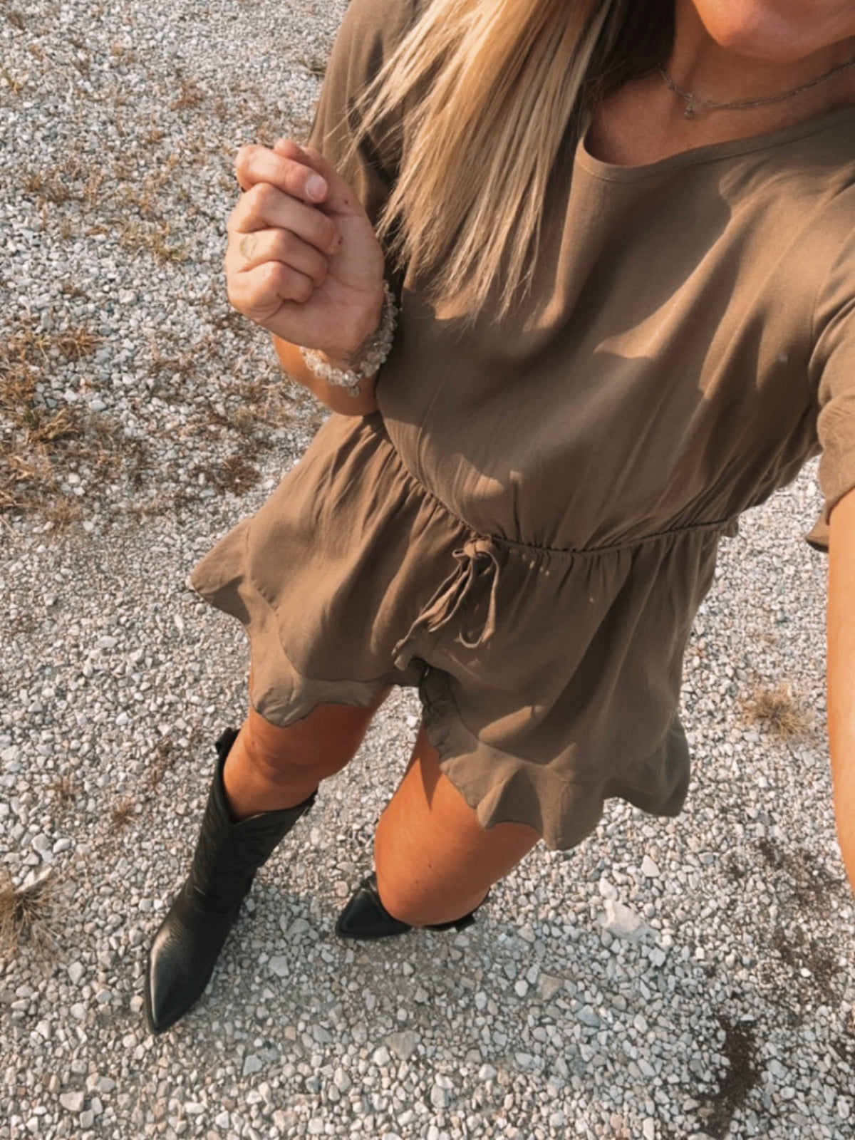 Matte Olive Romper With Scrunch Waist