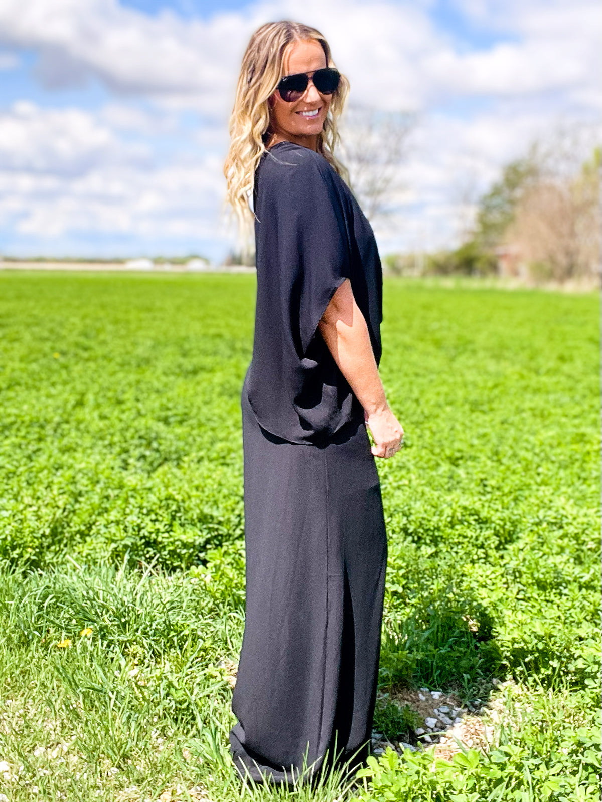 Lean On Me One Shoulder Maxi Dress W/ Side Slit