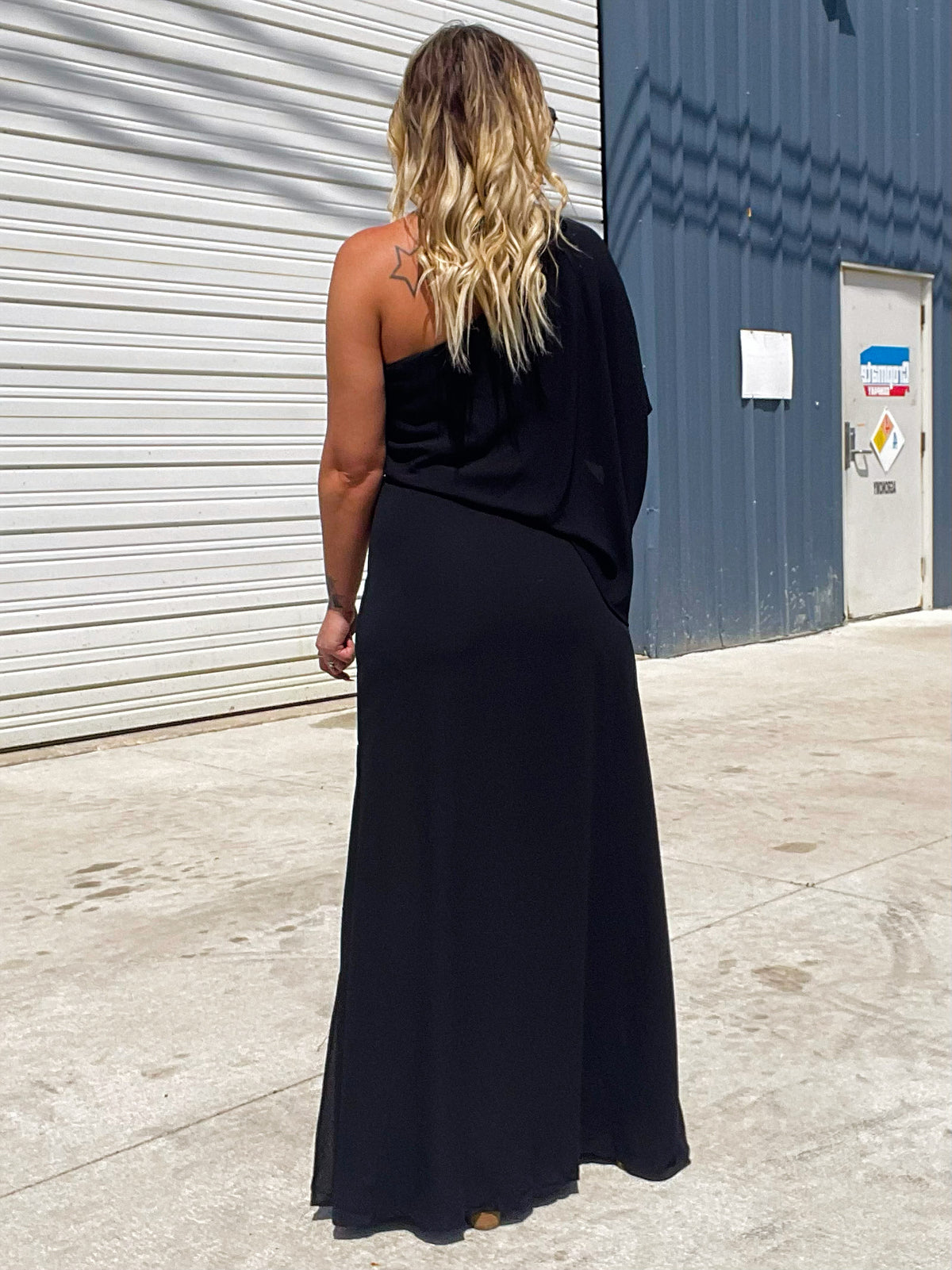 Lean On Me One Shoulder Maxi Dress W/ Side Slit