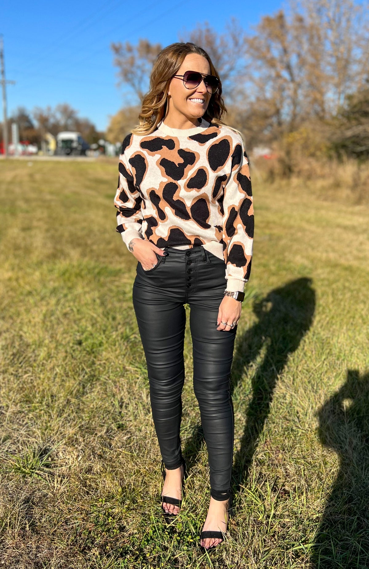 On The Prowl Leopard Sweater & Shorts Set