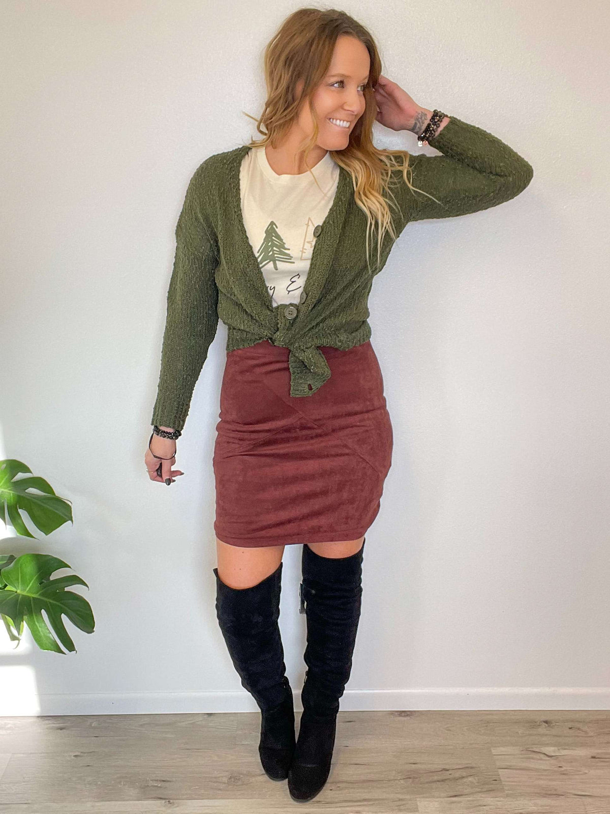 Country Green Button Down Sweater