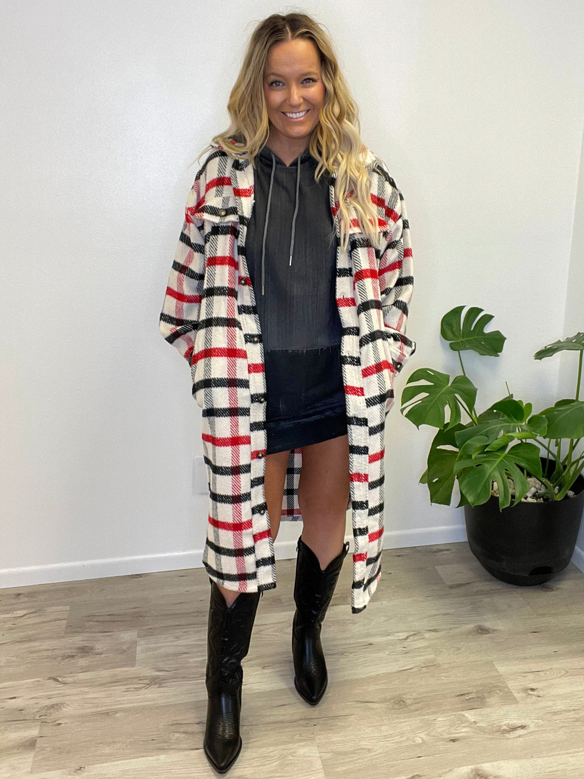 We Will Rock You Vintage Plaid Oversized Coat