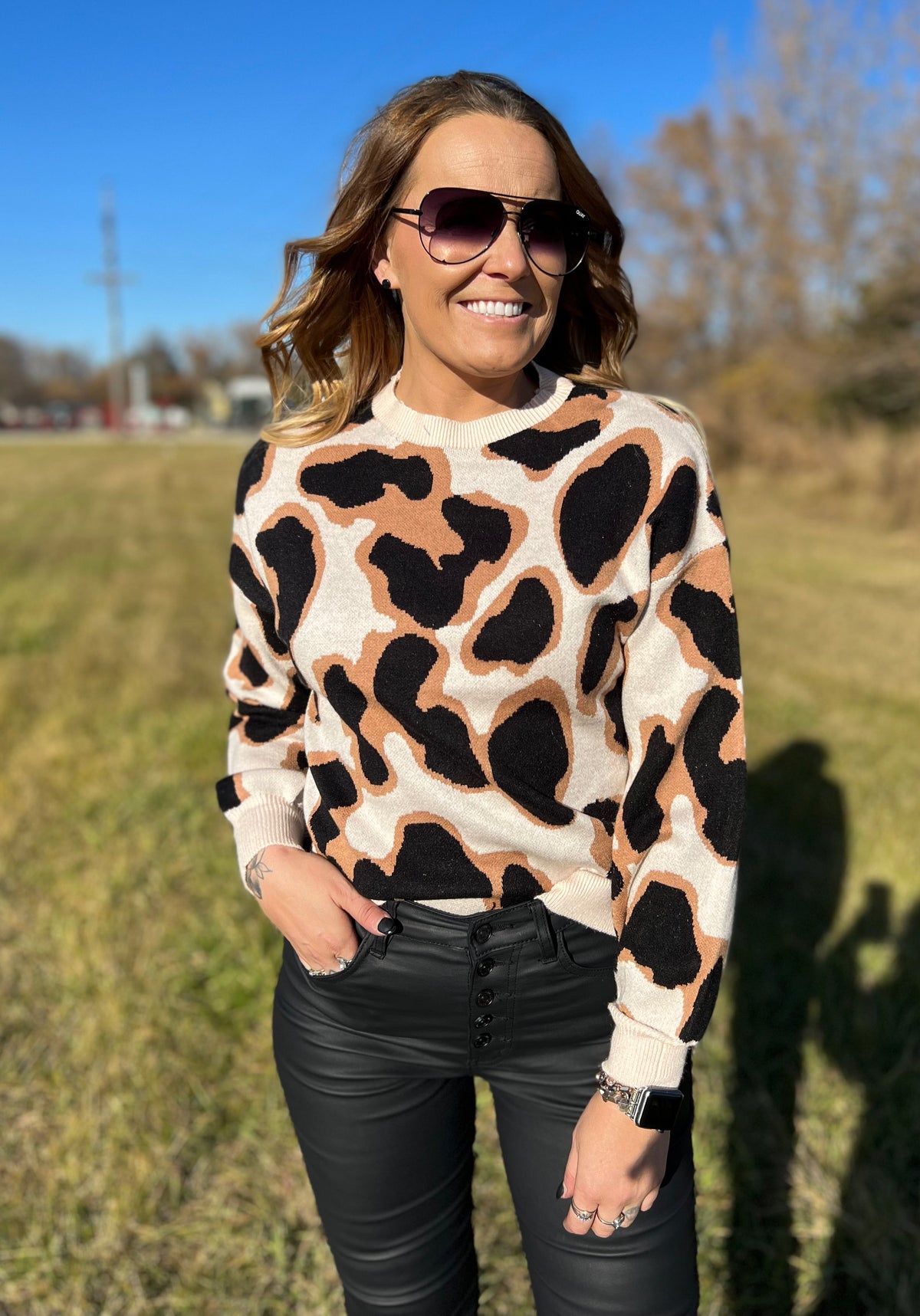 On The Prowl Leopard Sweater & Shorts Set