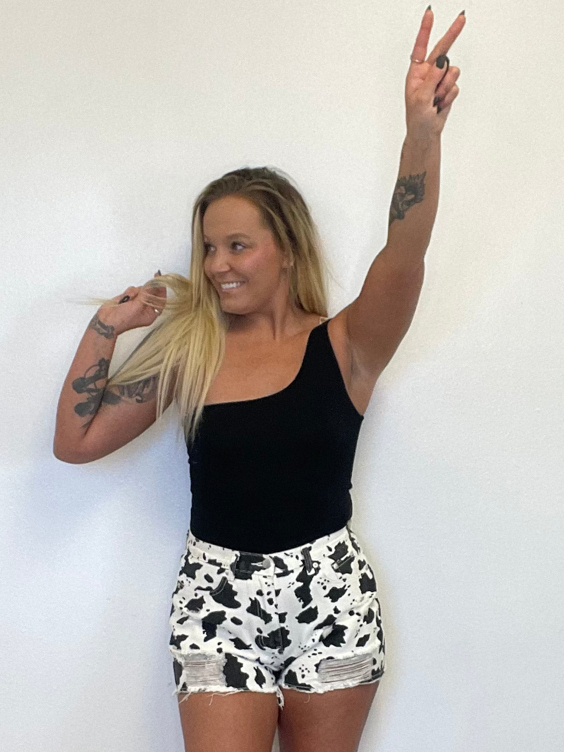 Over The Moon Cow Printed Shorts