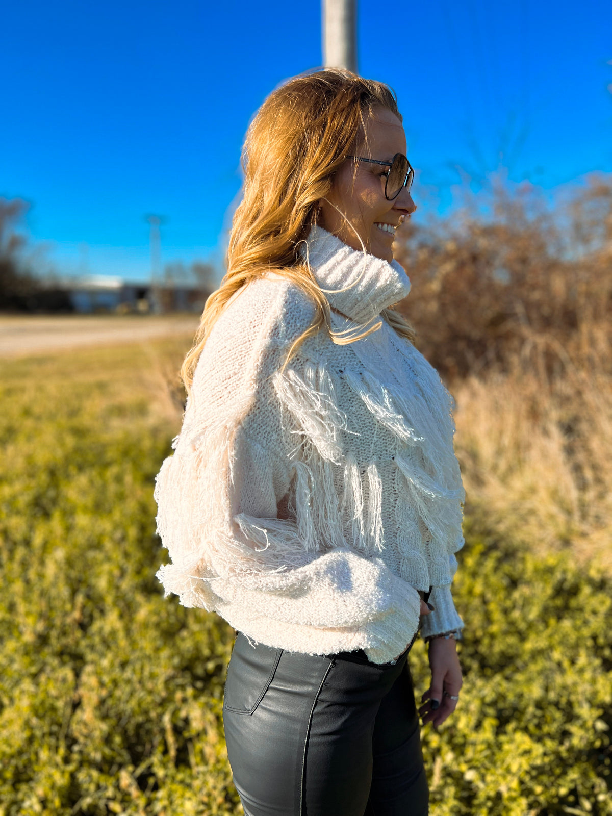 Fringe Benefits Slightly Cropped Sweater