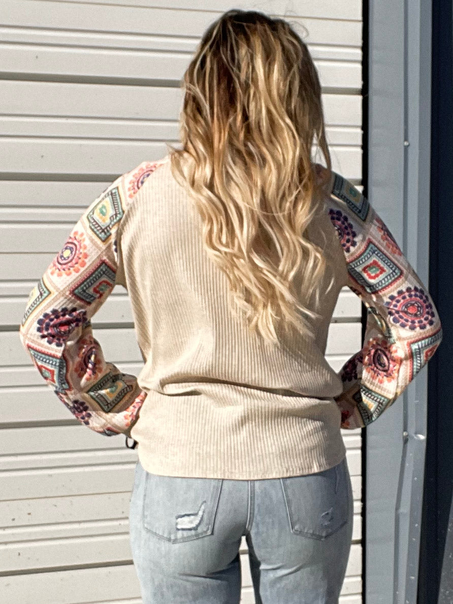 Colors Of The Wind Aztec Sleeve Top