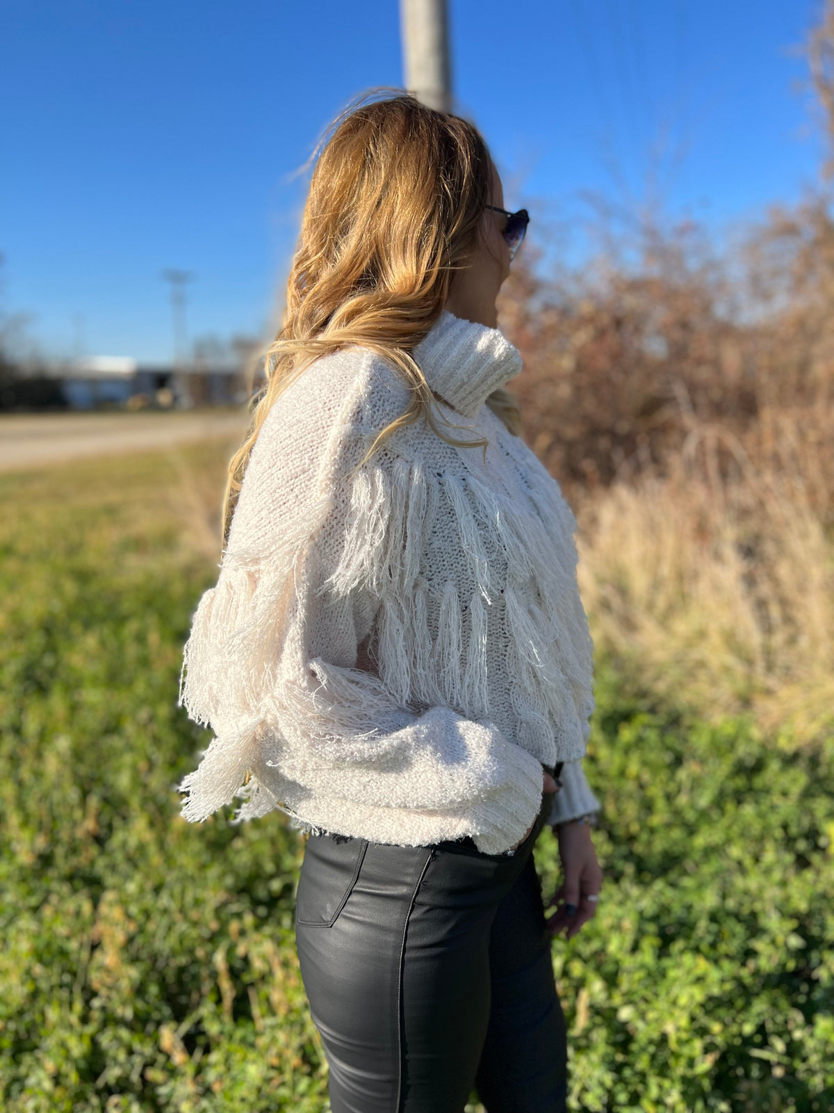 Fringe Benefits Slightly Cropped Sweater