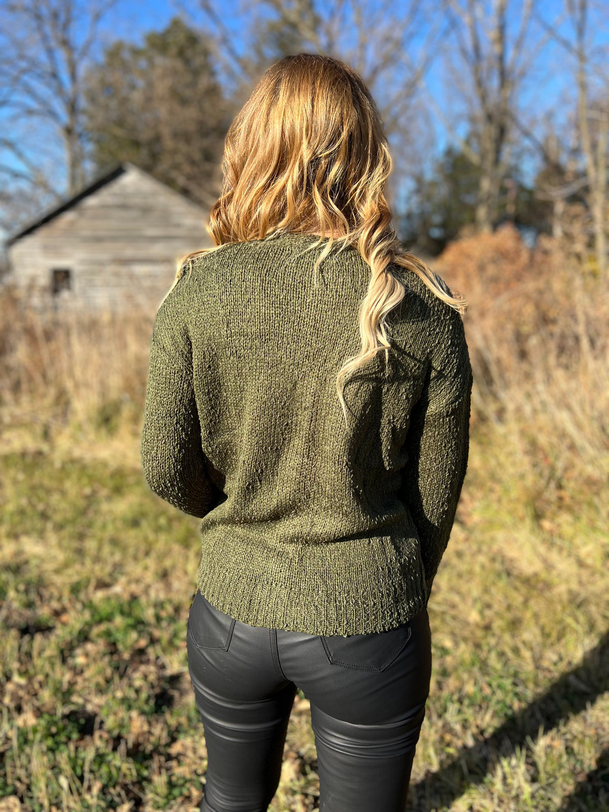 Country Green Button Down Sweater