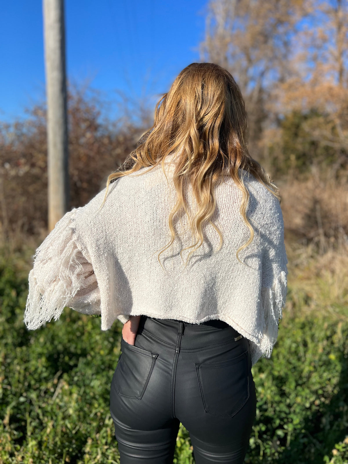 Fringe Benefits Slightly Cropped Sweater