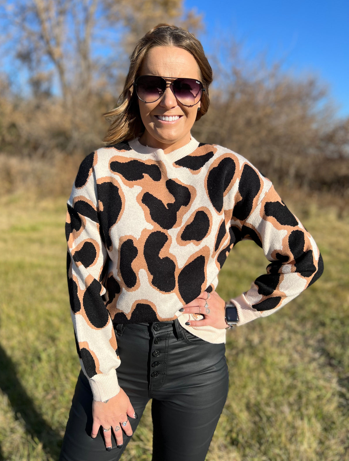 On The Prowl Leopard Sweater & Shorts Set