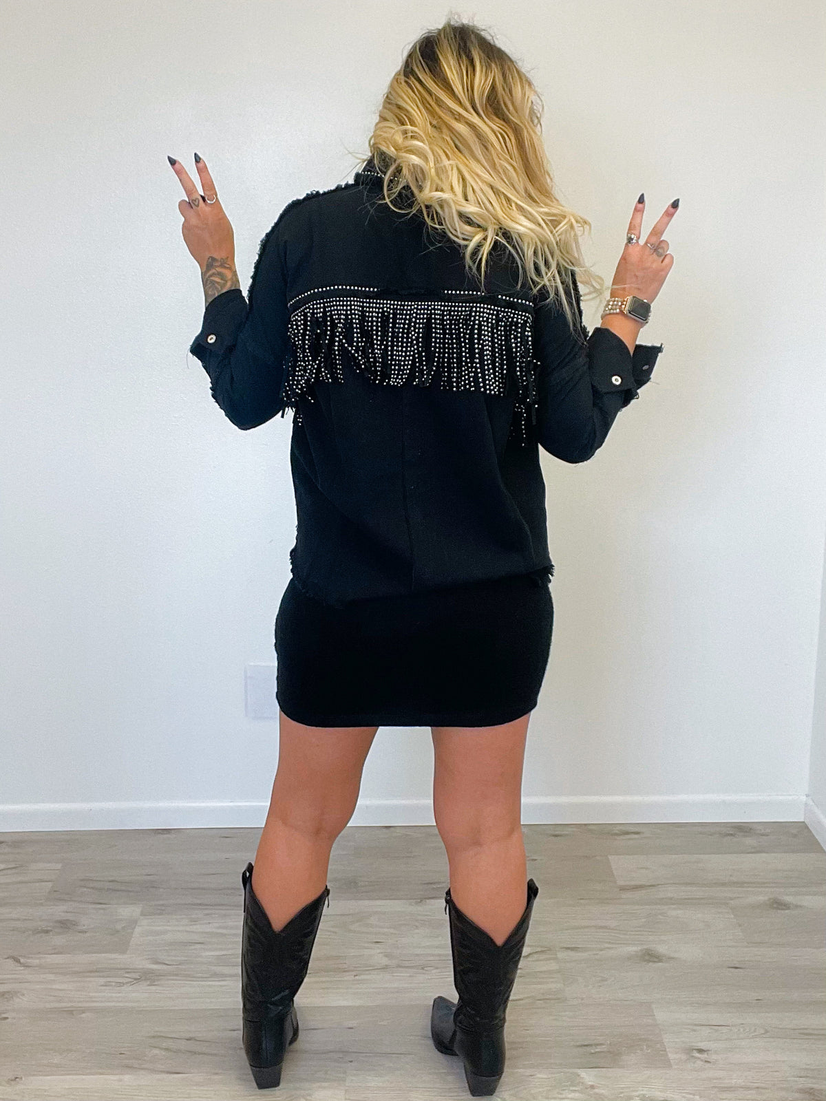 Born To Run Fringe Denim Jacket