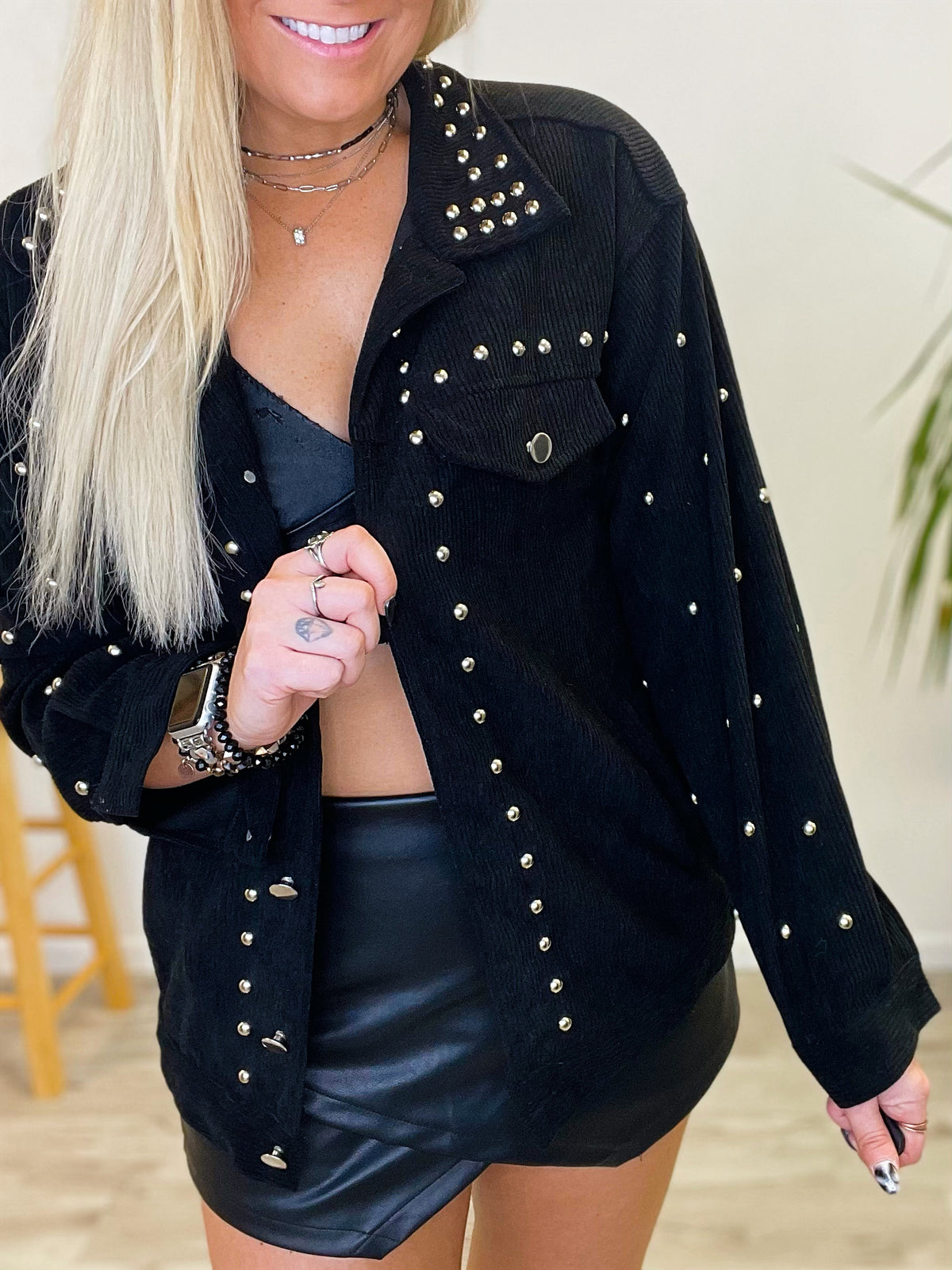 Black Cadillac Studded Corduroy Jacket