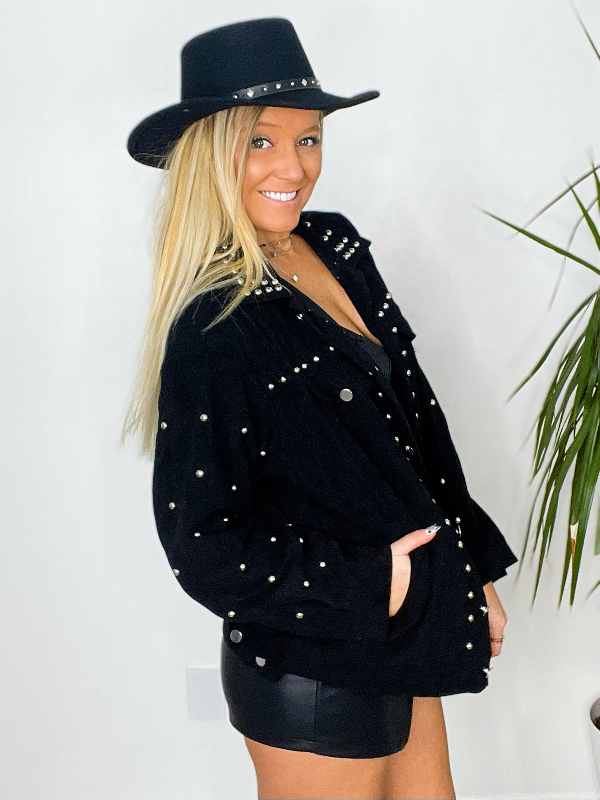 Black Cadillac Studded Corduroy Jacket