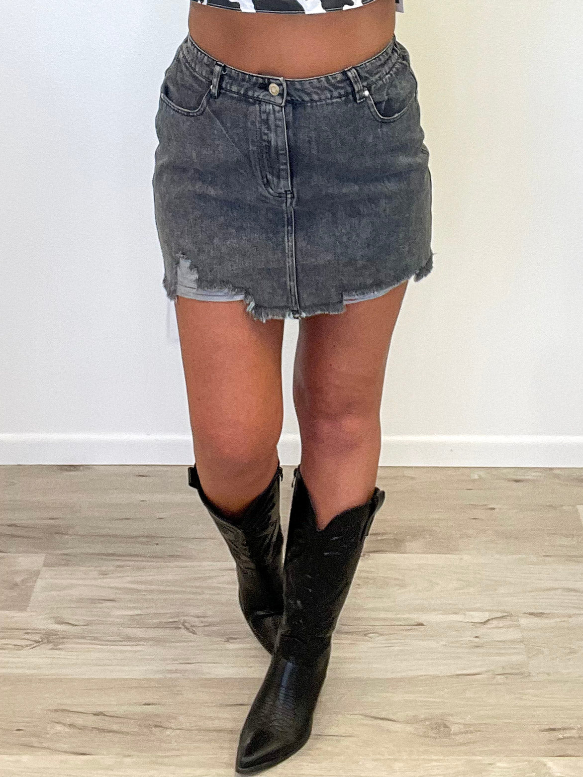 Down To Georgia Distressed Denim Skirt